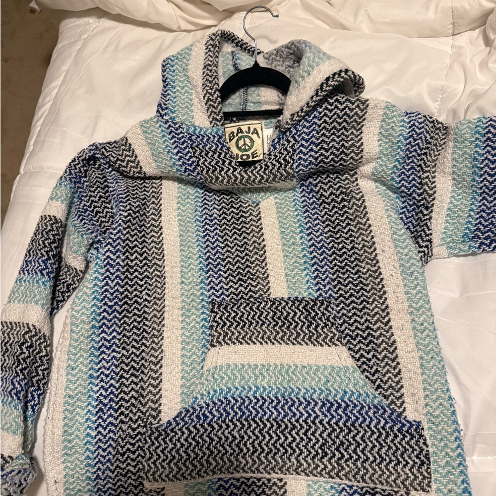 Baja Joe Women's Blue and White Striped Poncho